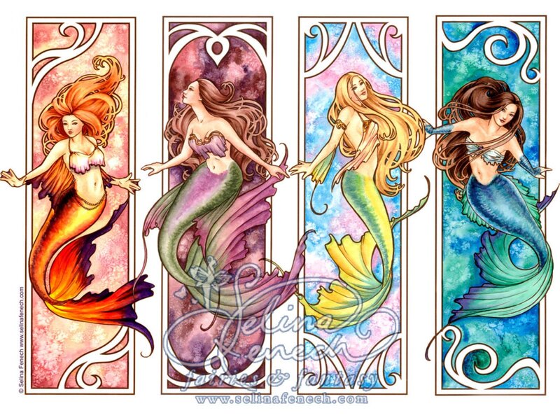 Four Mermaids in Panels