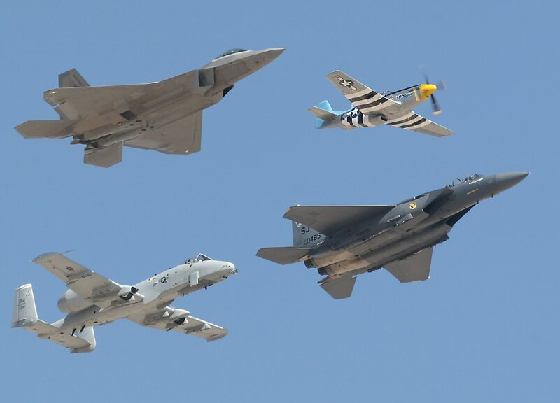 Four military aircraft in formation