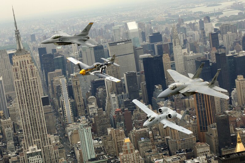 Four Military Jets Flying