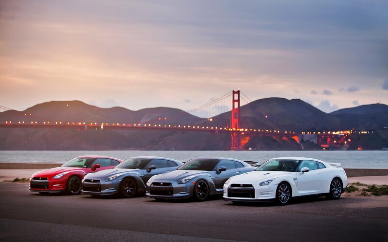 Four Nissan GT-R Cars