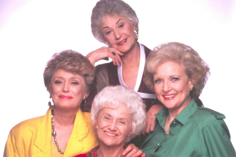 Four Older Women Posing — Yellow