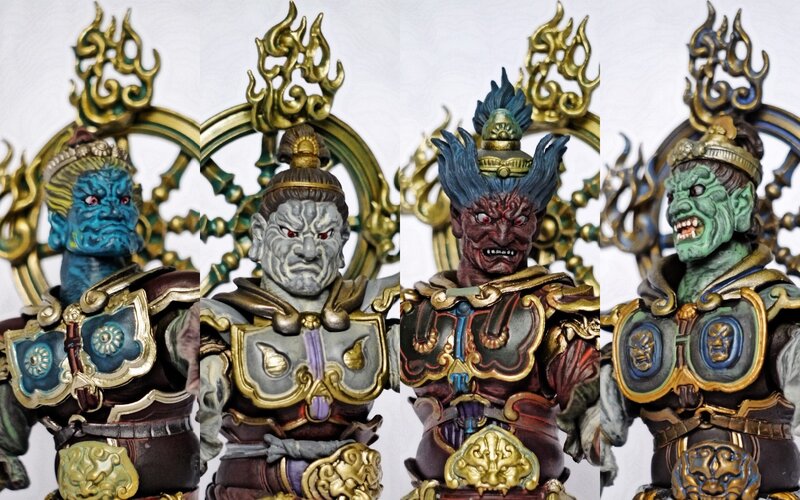 Four Painted Statues