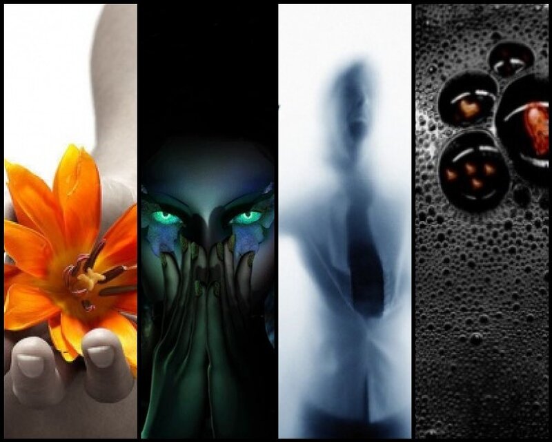 Four-panel abstract art collage