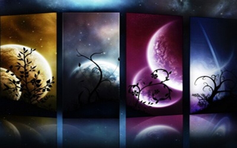 Four-panel cosmic landscape art