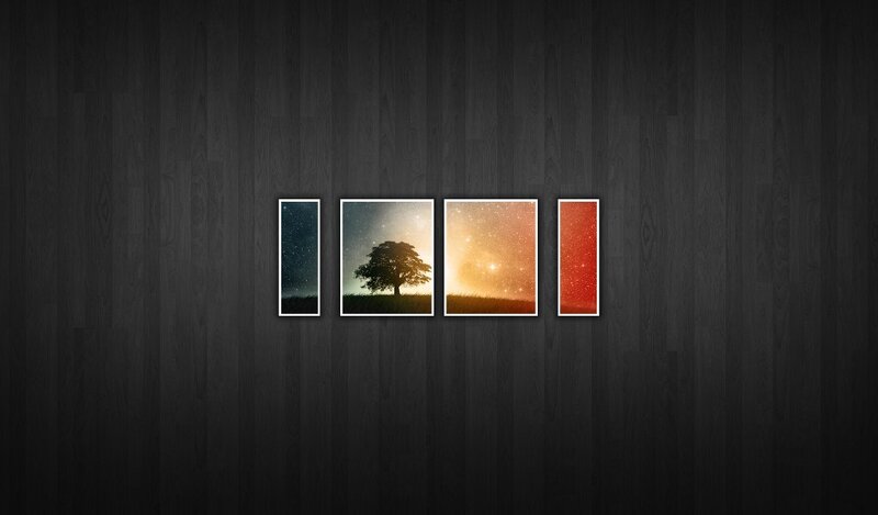 Four-panel nature art display
