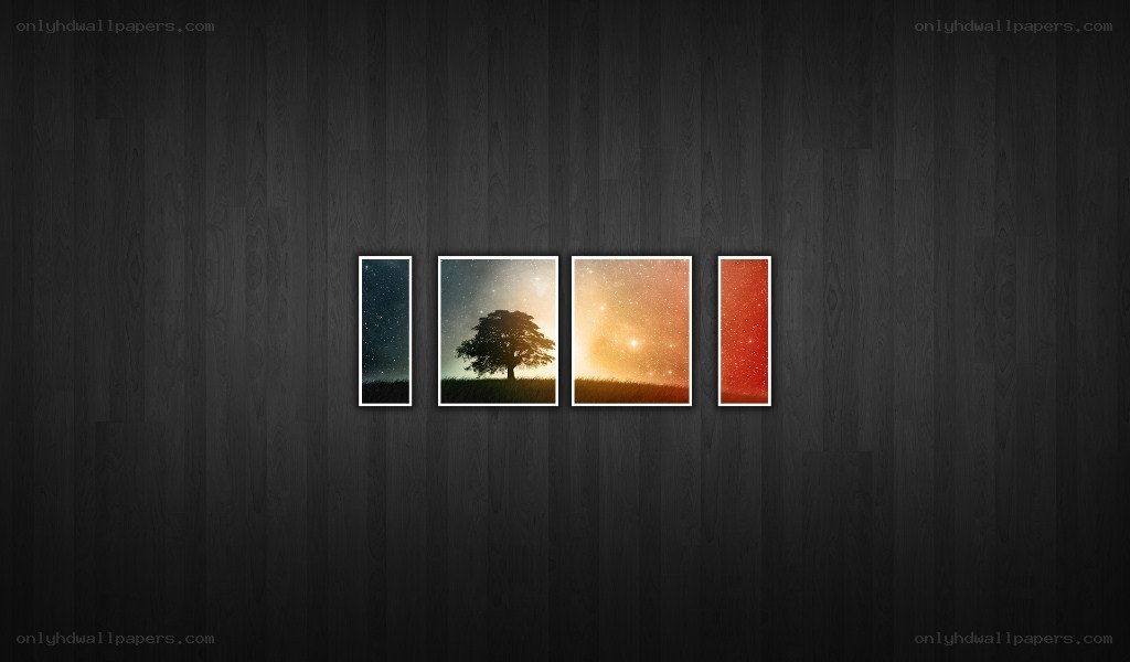 Four-panel nature art display