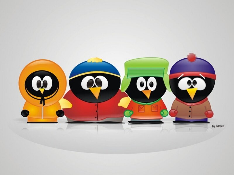 Four Penguin Characters — Black