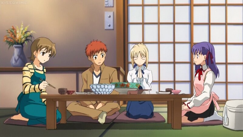 Four People at Table — Brown