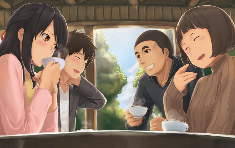 Four People Drinking Tea