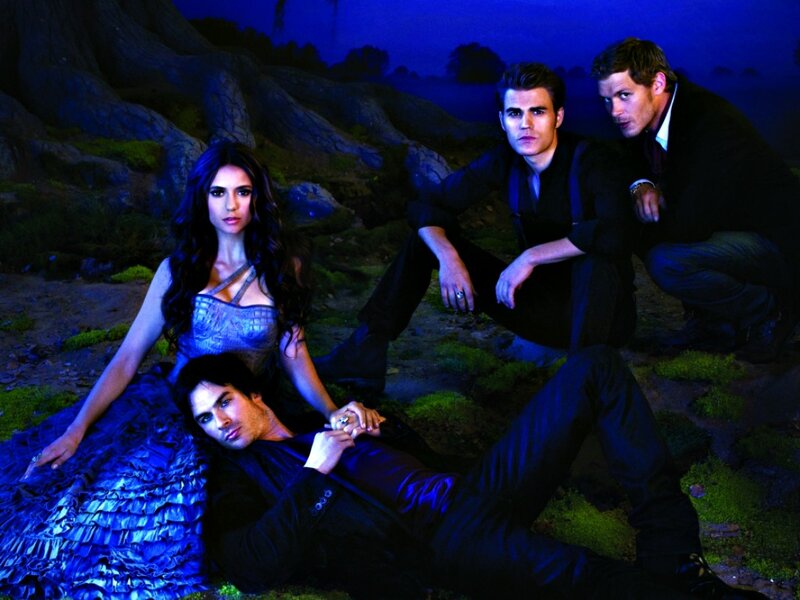 Four People in Dark Clothing — Blue, Dramatic, Night