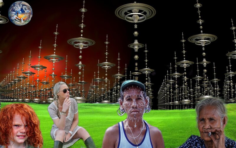 Four People on Grass
