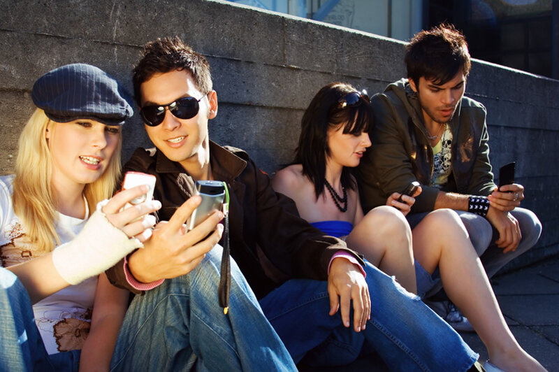 Four People on Steps