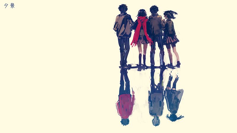 Four People Standing — Yellow
