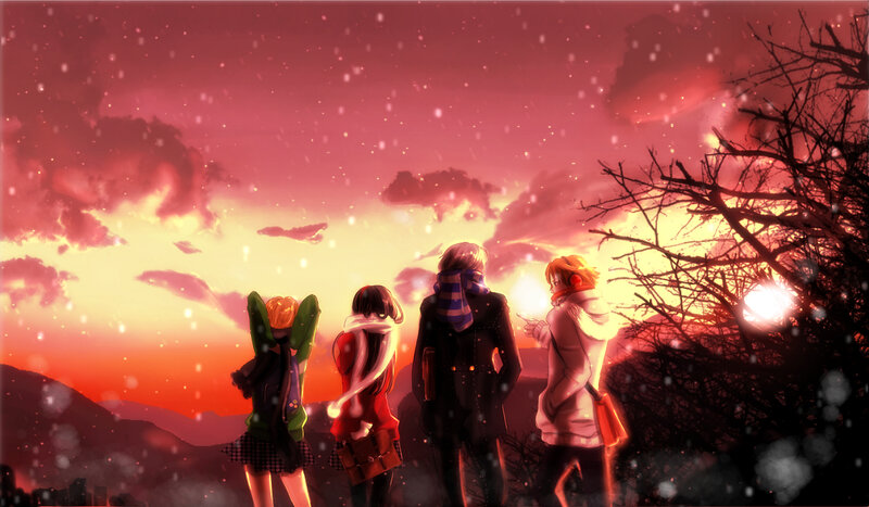 Four People Watching Sunset