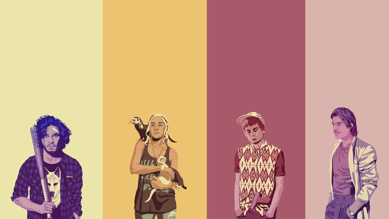 Four People with Animals