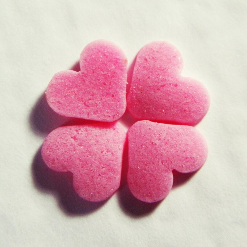 Four Pink Heart Candies