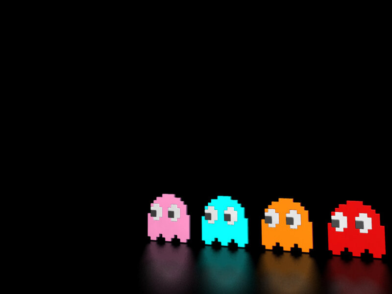 Four Pixel Ghosts — Pink, Dramatic, Pixel Art