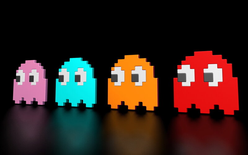 Four Pixel Ghosts — Pink, Dramatic