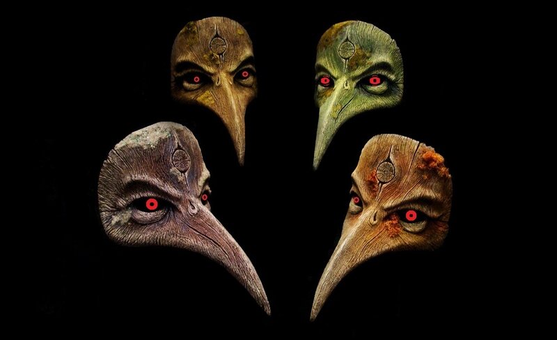 Four Plague Doctor Masks — Black