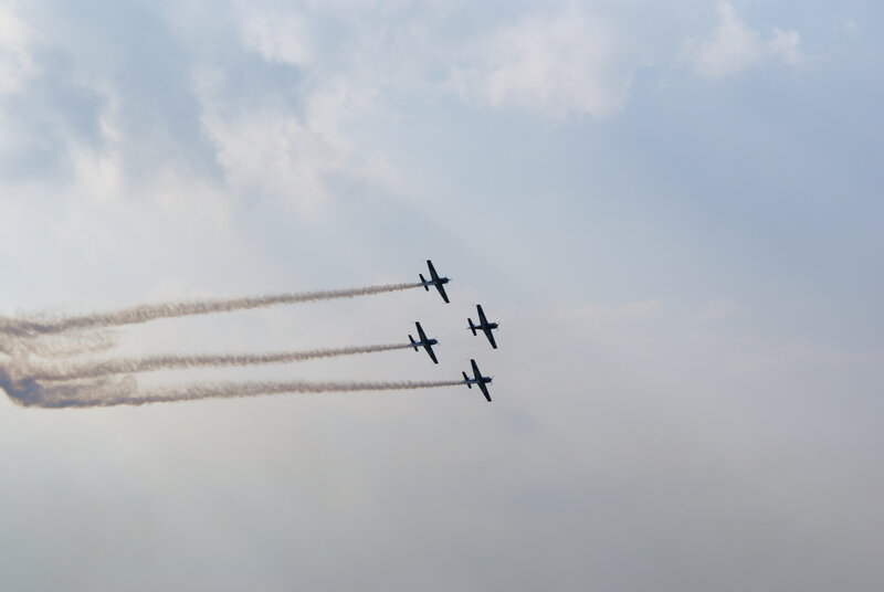 Four planes in formation flight