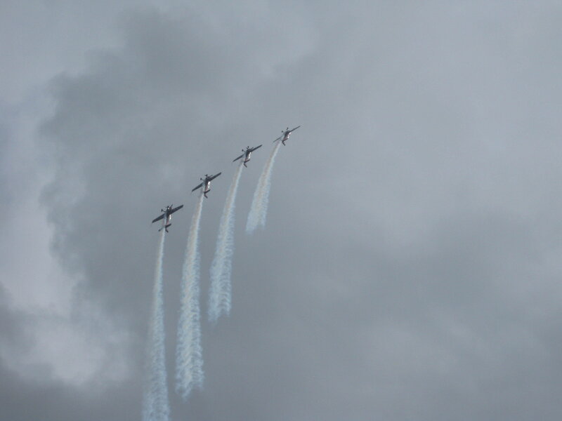 Four Planes in Formation — Gray, Dramatic, Photograph