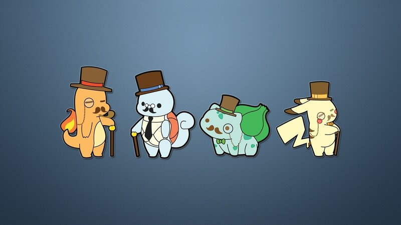 Four Pokémon Characters — Blue, Playful