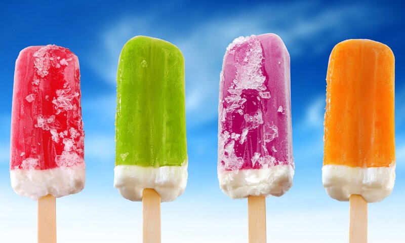 Four Popsicles on Sticks — Blue, Bright, Summery
