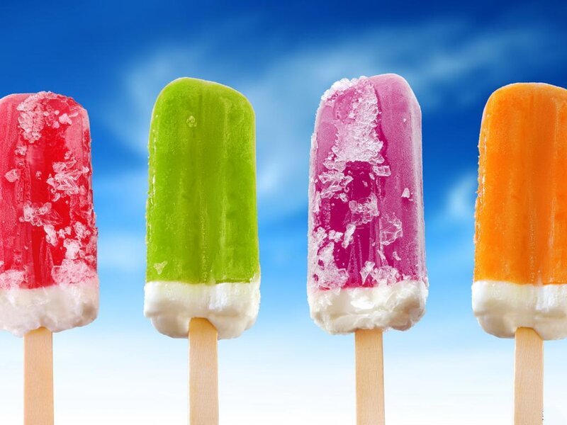 Four Popsicles on Sticks — Blue, Bright