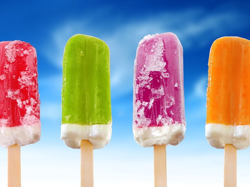 Four Popsicles on Sticks — Red