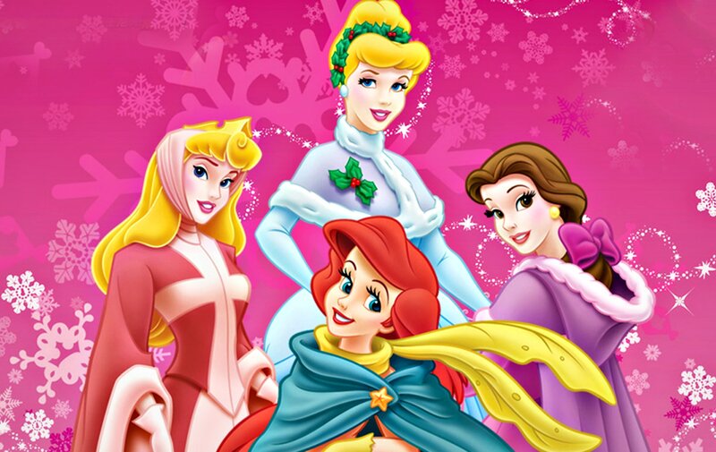 Four Princesses in Winter Outfits — Pink