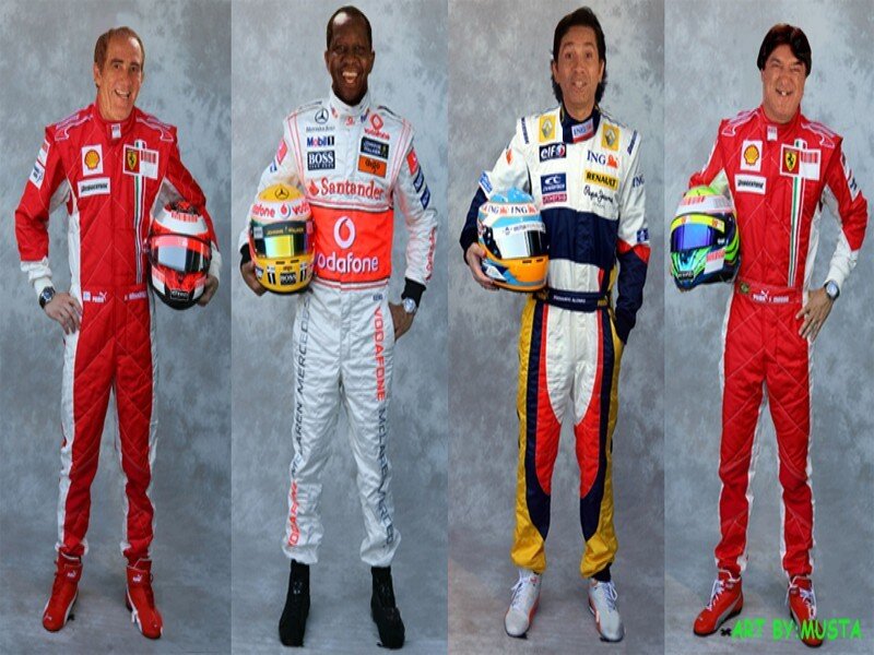 Four Race Car Drivers — Red