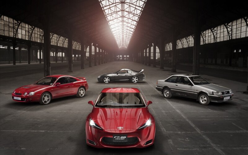 Four Red and Silver Cars