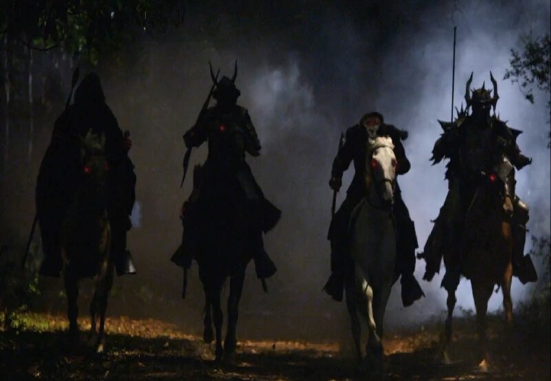 Four Riders on Horses — Black