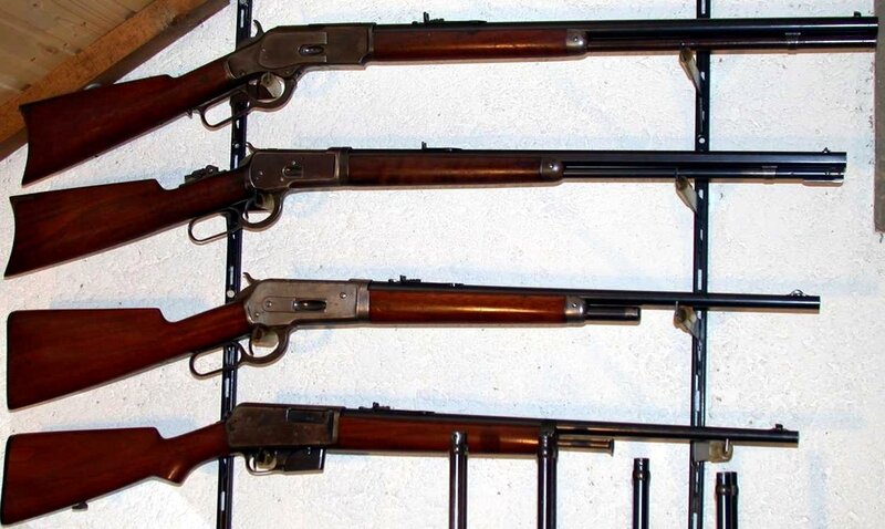 Four rifles on display