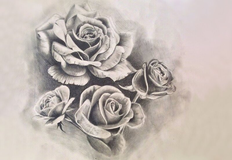 Four Roses in Charcoal
