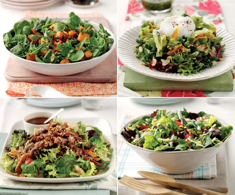 Four Salads in Bowls
