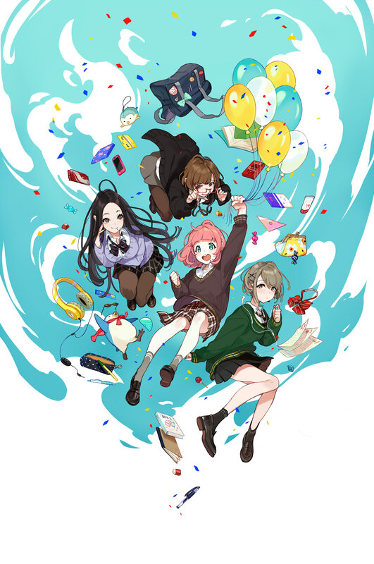 Four Schoolgirls Floating