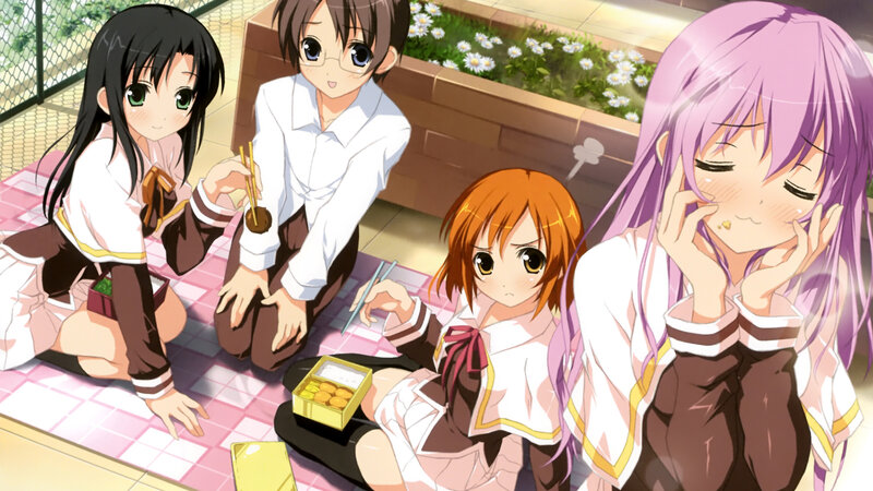 Four Schoolgirls Having Picnic