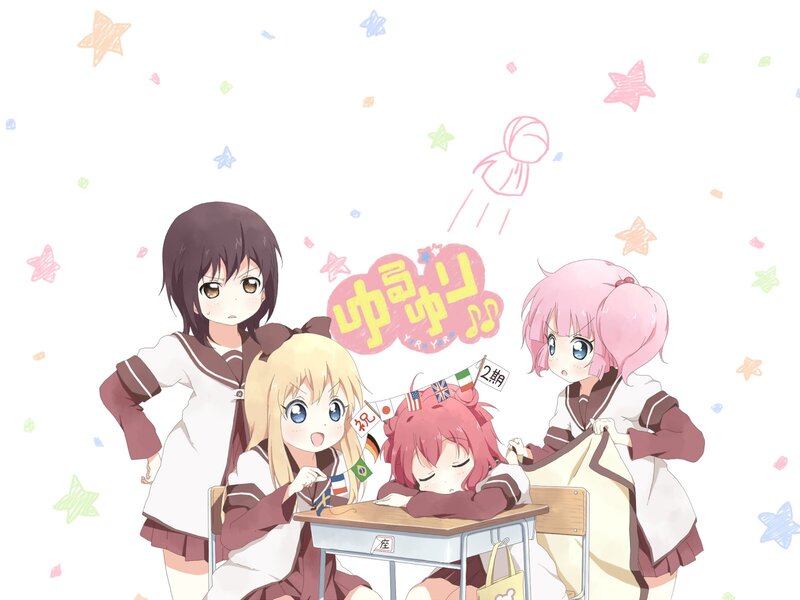 Four Schoolgirls in Classroom — White