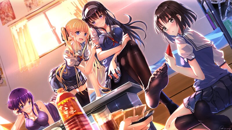 Four Schoolgirls in Room