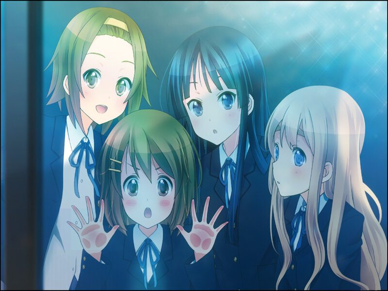 Four Schoolgirls in Uniforms — Blue, Dreamy