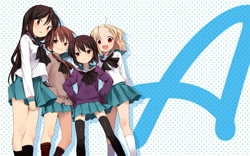 Four Schoolgirls in Uniforms — Blue