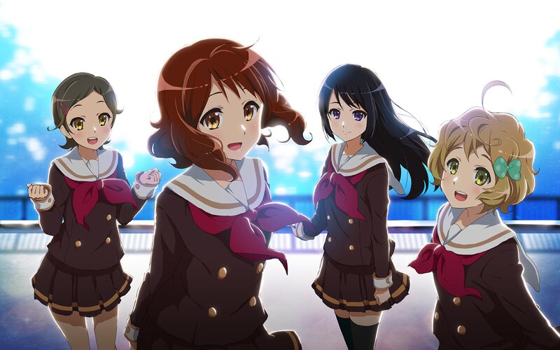 Four Schoolgirls in Uniforms — Brown