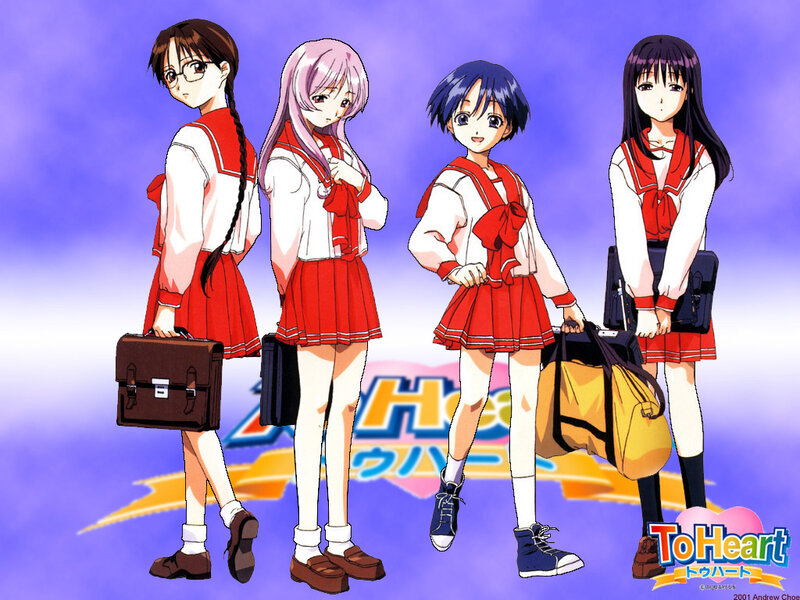 Four Schoolgirls in Uniforms — Purple