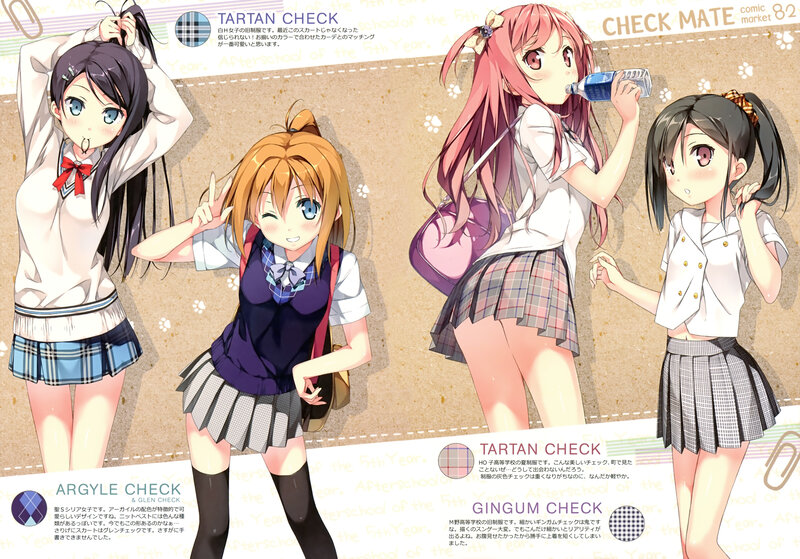 Four Schoolgirls in Uniforms — White, Playful