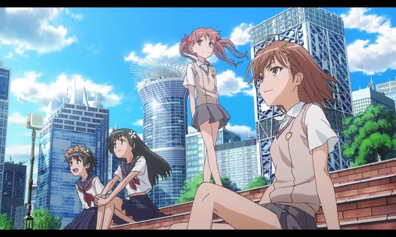Four Schoolgirls on Rooftop — Blue, Calm