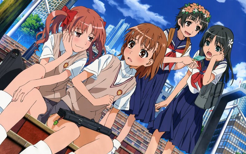 Four Schoolgirls on Rooftop