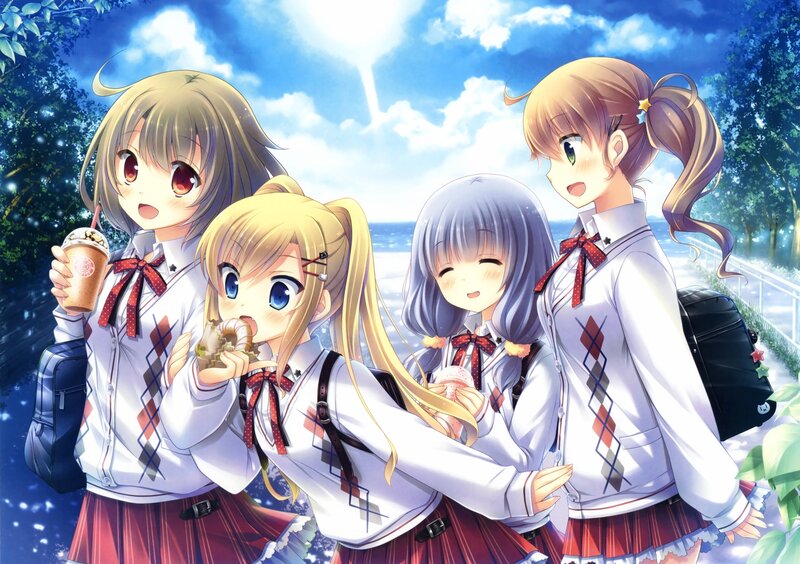 Four Schoolgirls Outdoors