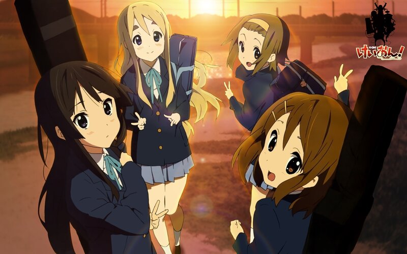 Four Schoolgirls Posing — Orange