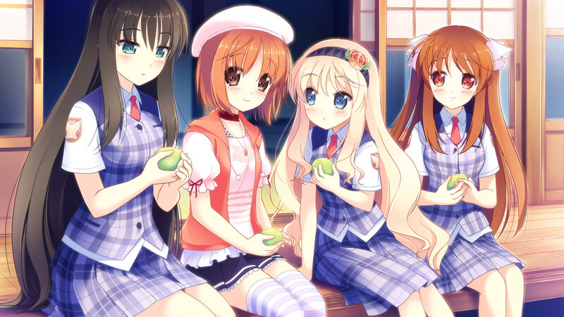 Four Schoolgirls Sitting — Blue